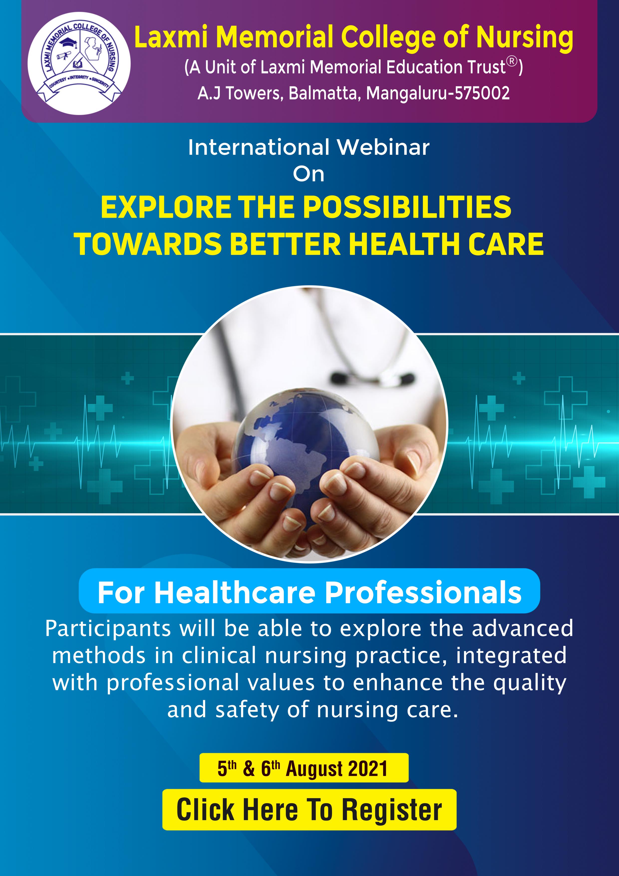 International Webinar on “Explore the Possibilities towards better Health Care”