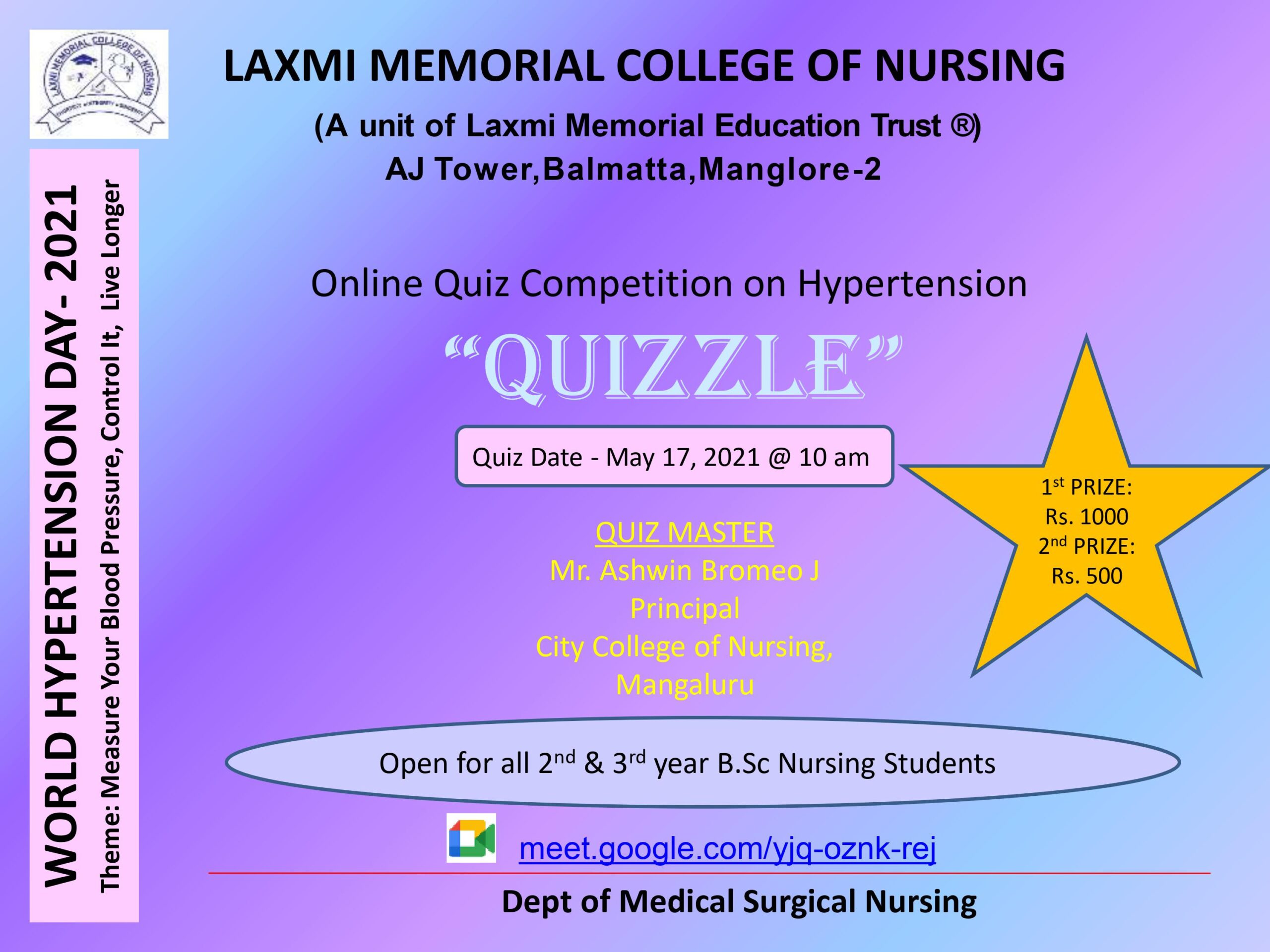 Online Quiz Competition on Hypertension – 2021